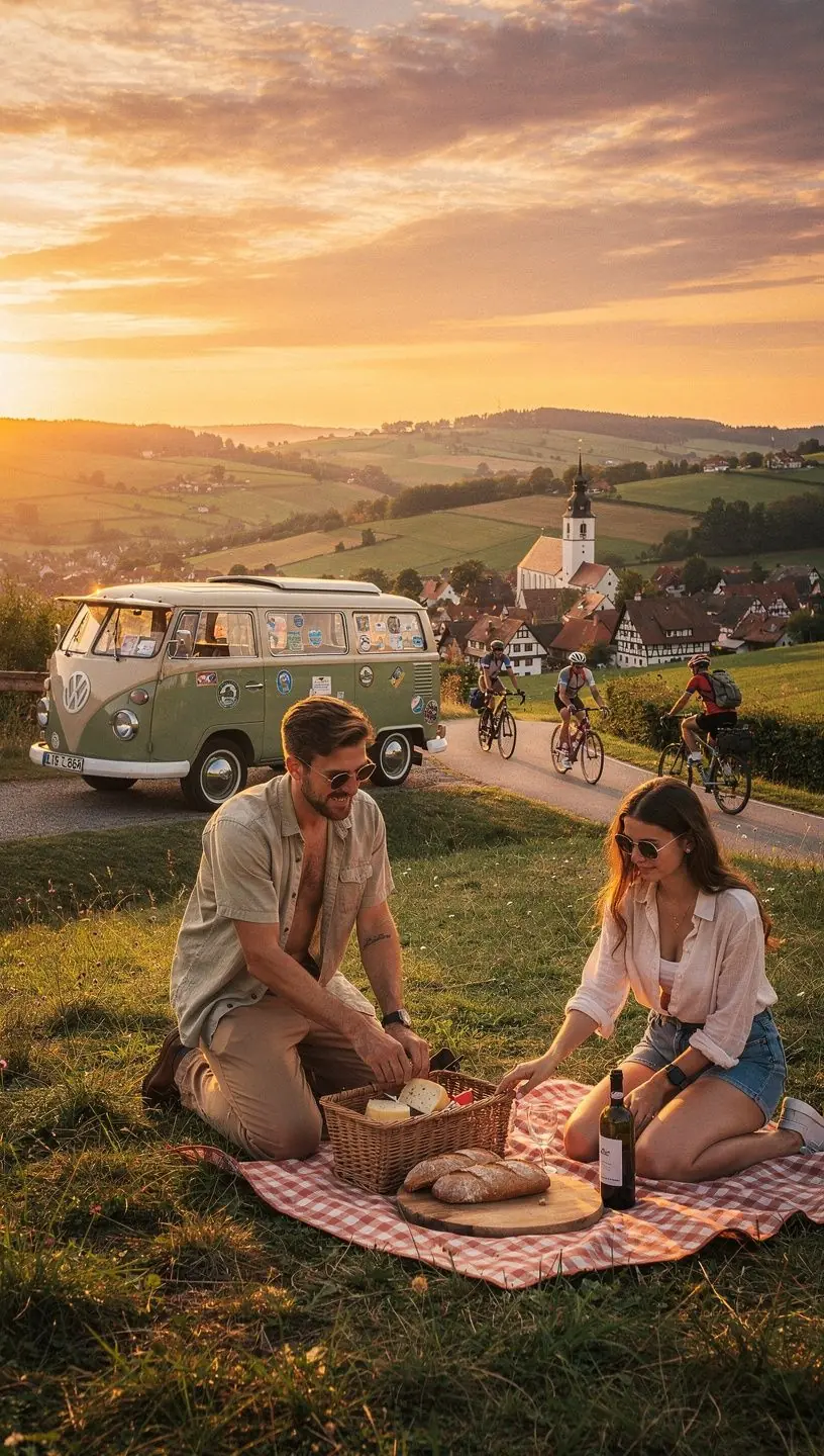 Ein weites Feld mit Sonnenblumen, das die Schönheit der ländlichen deutschen Landschaft einfängt.